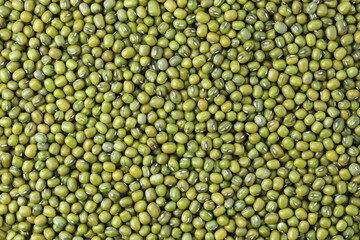 Close up Mung beans or Vigna radiata seeds top view background