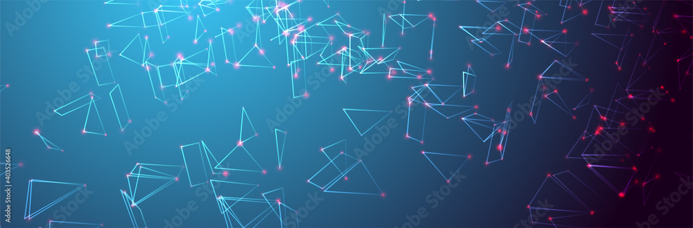 Poster abstract technology banner. blue gradient with triangles. tech presentation backdrop. futuristic des