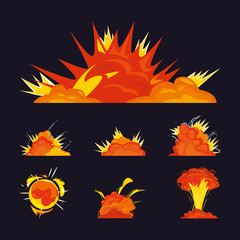 military explosion icon collection vector design