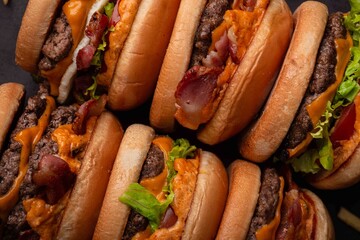 Vários hamburguers gourmet