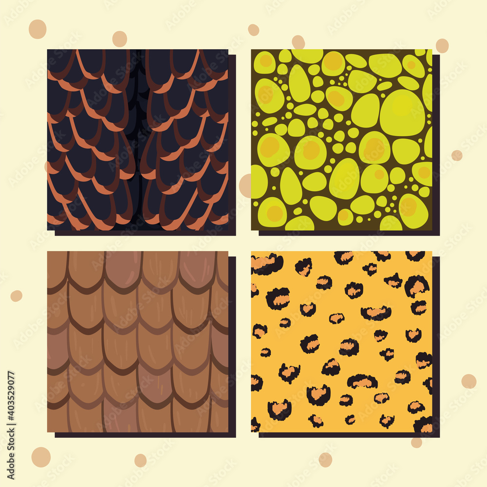 Poster animal print background icon collection frames vector design