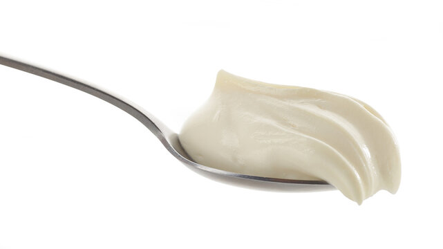 spoon of whipped mascarpone cheese cream