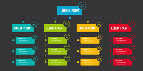 Corporate organisation chart with business people icons. Vector illustration	