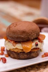 Hamburguer gourmet de alta gastronomia