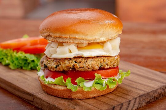 Hamburguer gourmet vegetariano com bife de soja