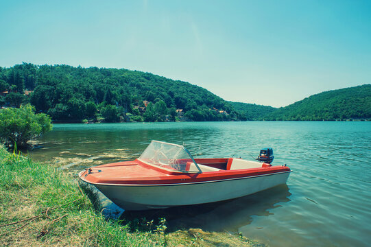 Small boat at Bovan Lake, Serbia