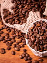 Homemade cafe fresh hot espresso in steam white mug cup brew from organic sustainable coffee shop drink roasted brown bean with recycle disposable paper package with refresh aroma