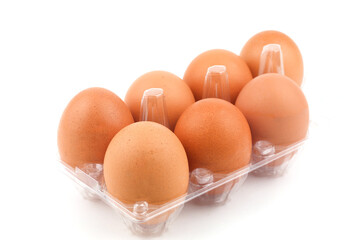 Chicken eggs isolated on white background