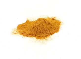 Turmeric and turmeric powder on white background