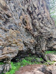 A beautiful rock wall on the side of a waterfall, absolutely stunning. This was a big hike to get to this destination