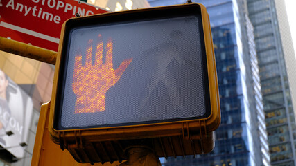 New York - May: pedestrian traffic light in center of the city