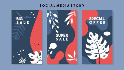 Social media pack template for discount and special offer. Modern promotion square web banner for mobile apps. Elegant sale and promo