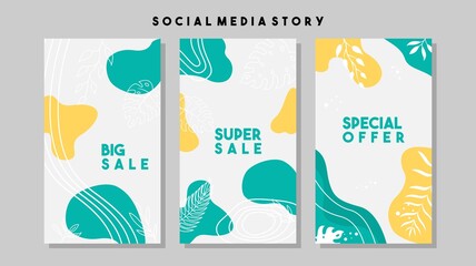 Social media pack template for discount and special offer. Modern promotion square web banner for mobile apps. Elegant sale and promo