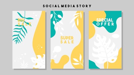 Fototapeta na wymiar Social media pack template for discount and special offer. Modern promotion square web banner for mobile apps. Elegant sale and promo