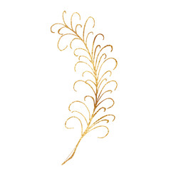 Watercolor Gold feather. Texture for fabric. Design for postcards.