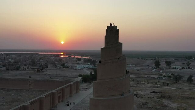The Great Mosque of Samarra is a mosque from the 9th century CE located in Samarra, Iraq