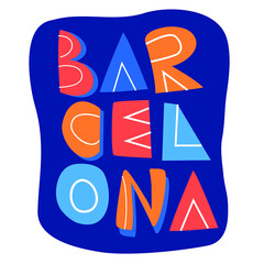 Barcelona logo vector hand drawn lettering. Design for t-shirts, prints, postcards, flayers, banners, posters.