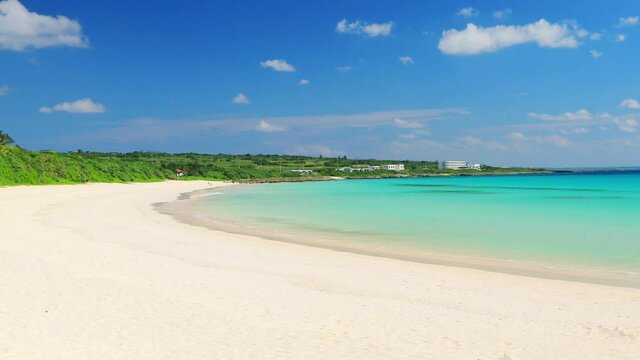 beautiful beach and sound waves in Okinawa Irabu isalnd Toguchi beach