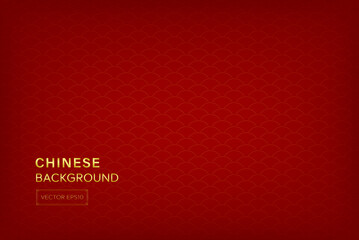 Oriental style wave pattern on red background