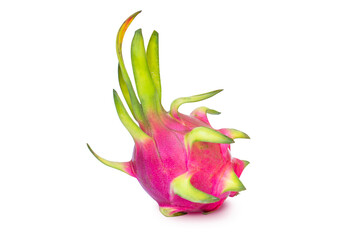 Slice of Ripe Dragon fruit isolated on white background. Clipping path.