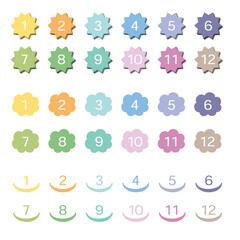 Icon set of numbers from 1 to 12. Vector illustration on white background.　