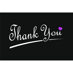 thank you sentence, love icon on black background