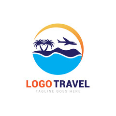 summer travel logo icon vector template.