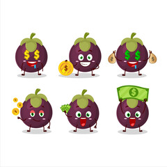 Mangosteencartoon character with cute emoticon bring money