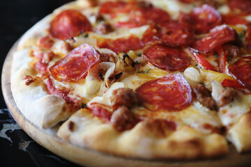 pepperoni pizza in close up