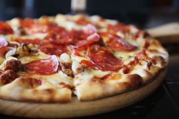 pepperoni pizza in close up