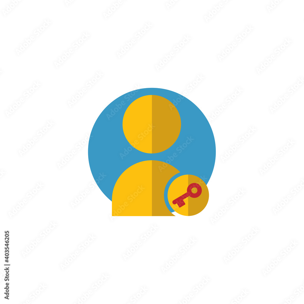 Poster user key flat icon. editable stroke. simple illustration mobile concept and web design. design templ