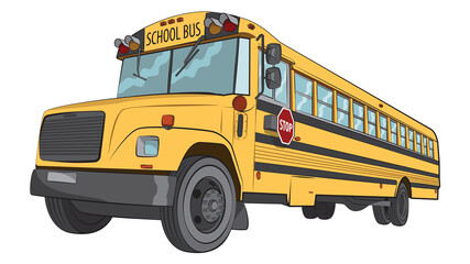 Yellow school bus on a white background