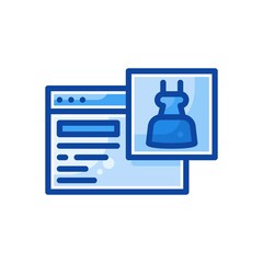 Fashion blog icon in filled line style. Beauty blogging. Clothing review. Online fashion. Thematic internet community. Social media, blogging. The vector is isolated on a white background.