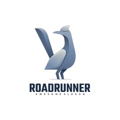 Vector Logo Illustration Road Runner Gradient Colorful Style.