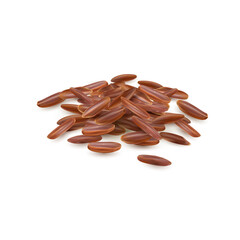 Small pile of long grain red rice.