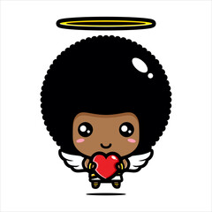 Cute cupid afro character design