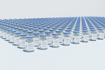 Shipment of COVID-19 coronavirus vaccines in glass bottles to combat the pandemic