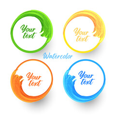 vector watercolor frame for logo, text
