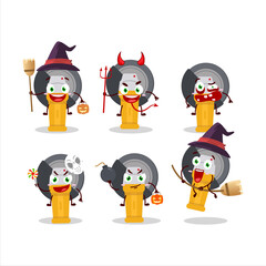 Halloween expression emoticons with cartoon character of grinder