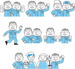 シニア男女清掃用務員作業員クリーニング色々セット