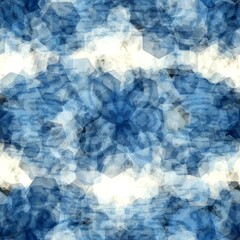 Obraz premium Seamless geo splattered hexagon shape pattern print. High quality illustration. Detailed digital render of polygonal shapes spread like confetti and glowing. Seamless repeat raster jpg pattern swatch.