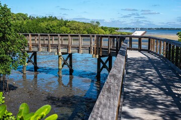 wooden bridge over the sea