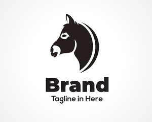 Simple head donkey, horse side view logo, symbol design inspiration illustration
