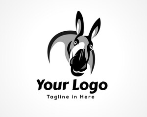 Fototapeta premium cute face donkey horse front view drawing art logo, symbol deign illustration