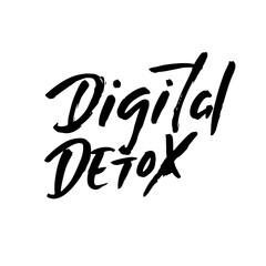 Digital detox. Hand drawn modern dry brush lettering. Vector illustration.