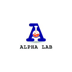 glass tube chemistry on initial letter A for laboratory and research logo concept