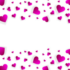 Heart frame vector banner, border, love background