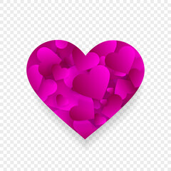 Pink heart icon 3d effect with small hearts petals