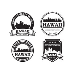a set of hawaii skyline silhouette logo