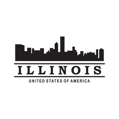 illinois skyline silhouette vector logo